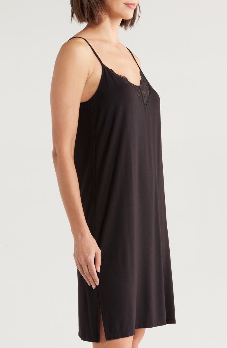 Nordstrom Moonlight Eco Lace Tim Chemise, Alternate, color, Black