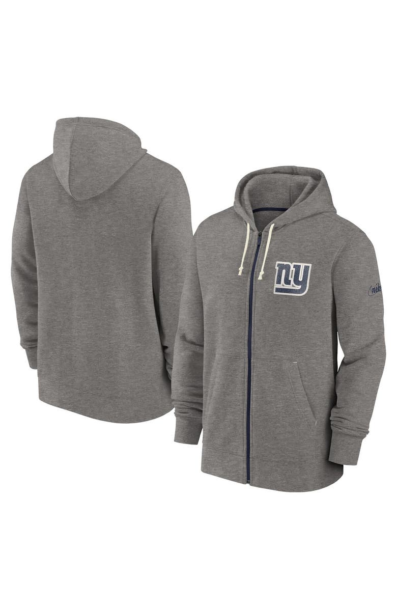 Nike Men's Nike Heather Charcoal New York Giants Historic Lifestyle Full-Zip Hoodie, Main, color,