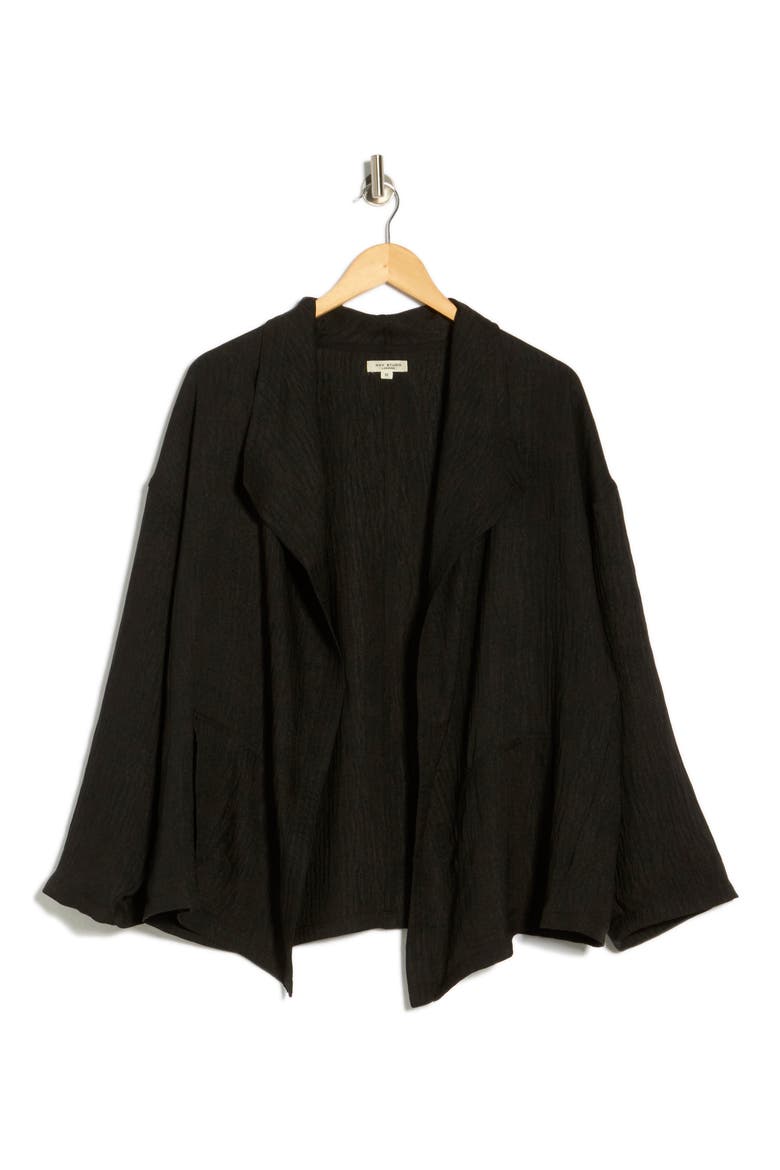 Textured Open Front Jacket, Alternate, color, BLACK