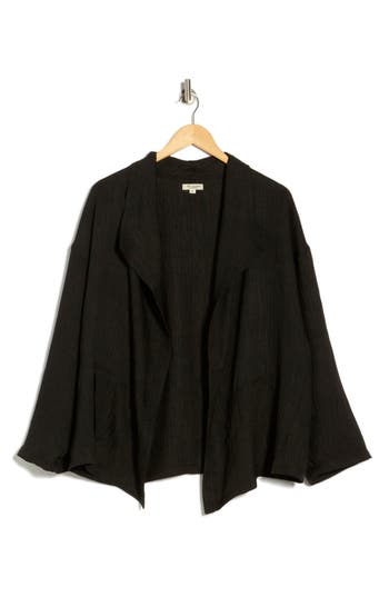 Max Studio Textured Open Front Jacket In Black