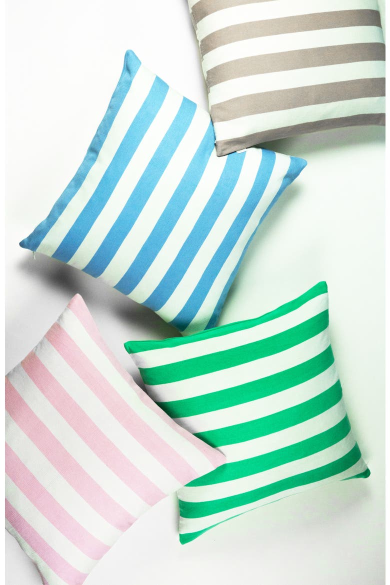 Cabana Stripe Handwoven Cotton Throw Pillow, Alternate, color, Blue