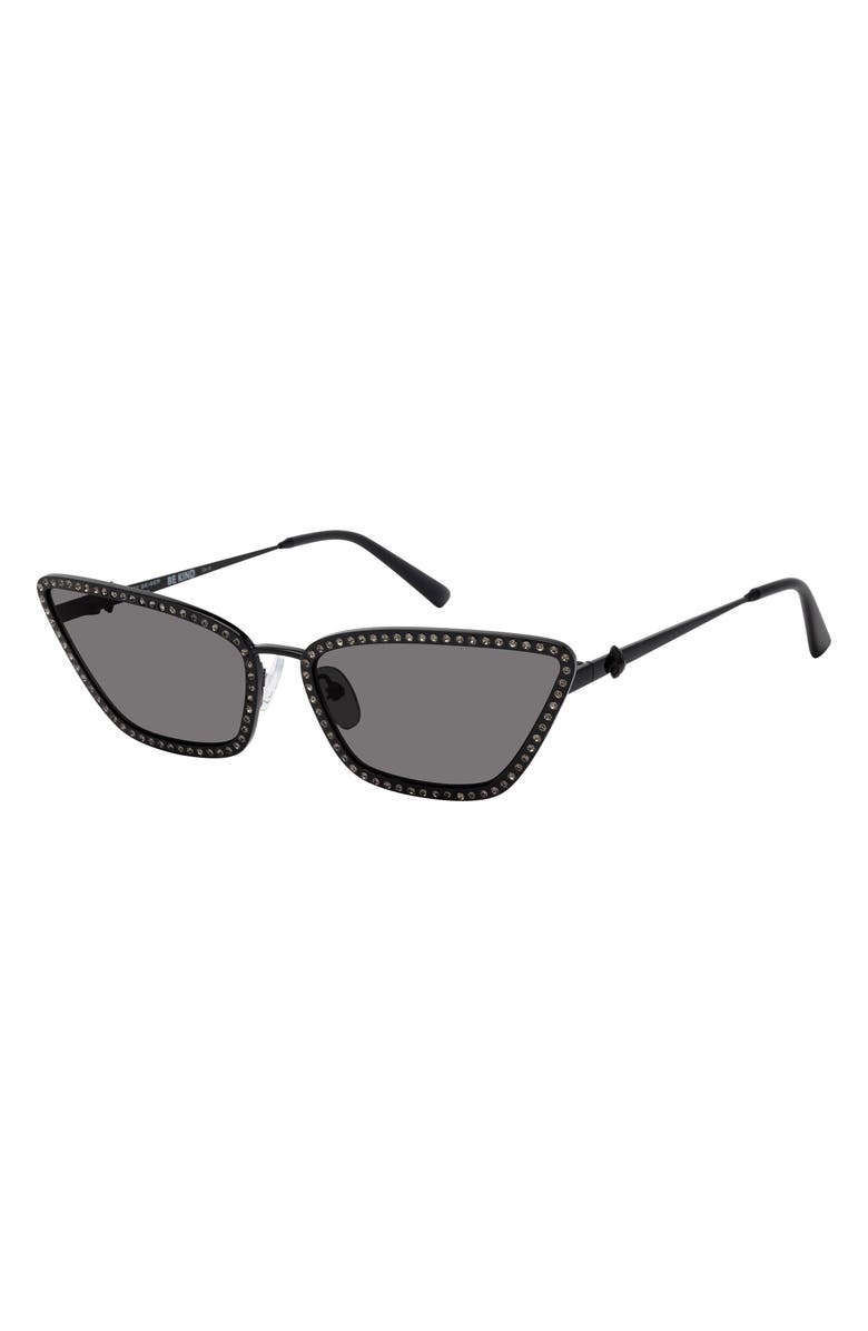Kurt Geiger London 58mm Cat Eye Sunglasses, Alternate, color, Black/ Smoke