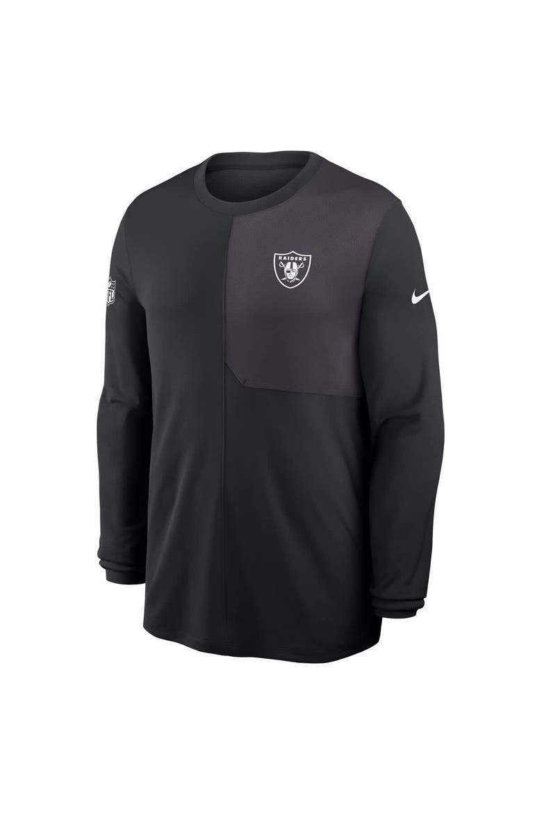Men's Nike Black Las Vegas Raiders Sideline Coach UV Performance Long Sleeve T-Shirt, Alternate, color, Black