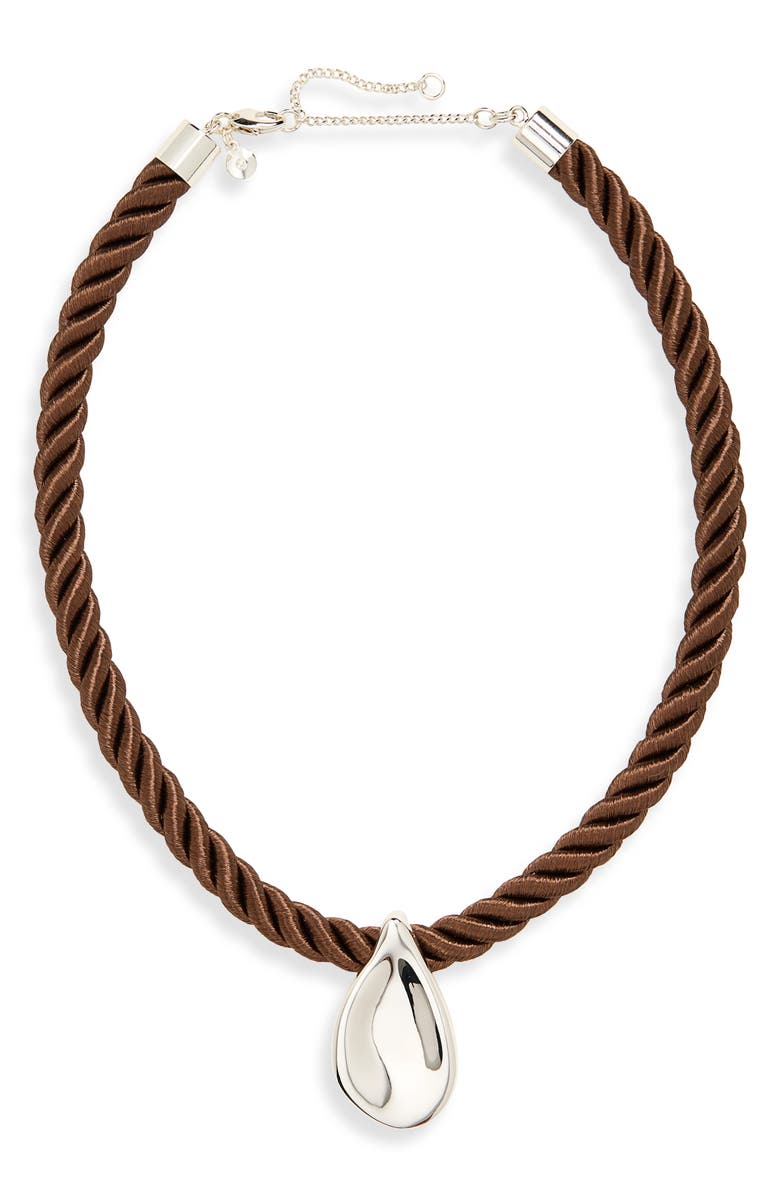Madewell Droplet Pendant Cord Necklace, Main, color, Warm Silver