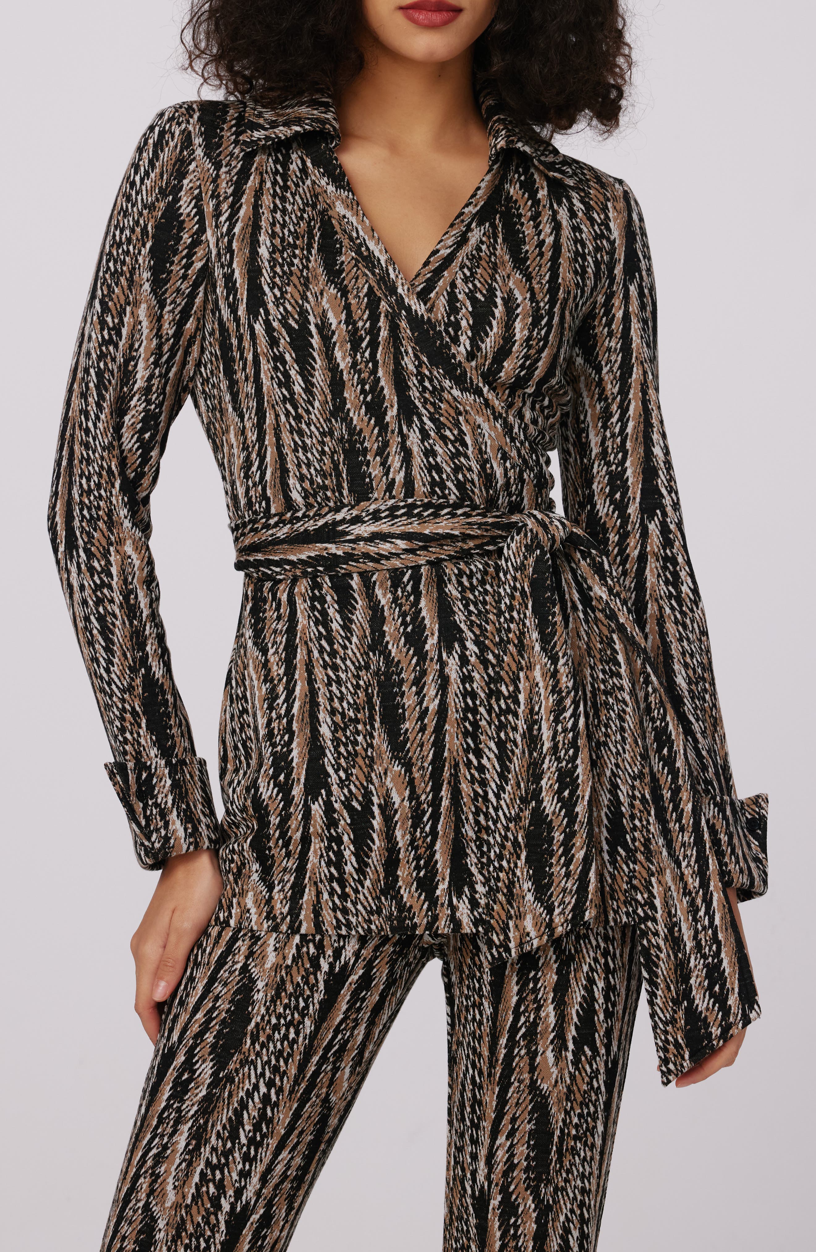 DVF Sheree Wrap Top in Feather Boa Sm 