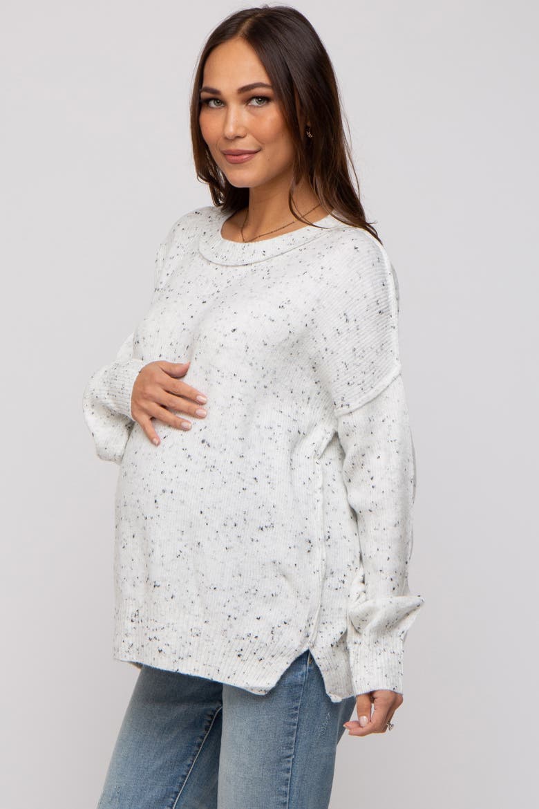 Speckled Knit Sweater, Alternate, color, Ivory