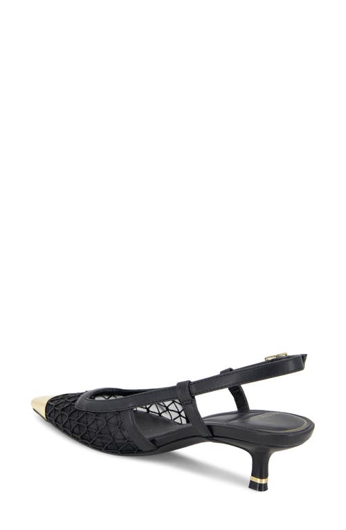 Kenneth Cole Maxine Kitten Heel Slingback Pump In Black Mesh