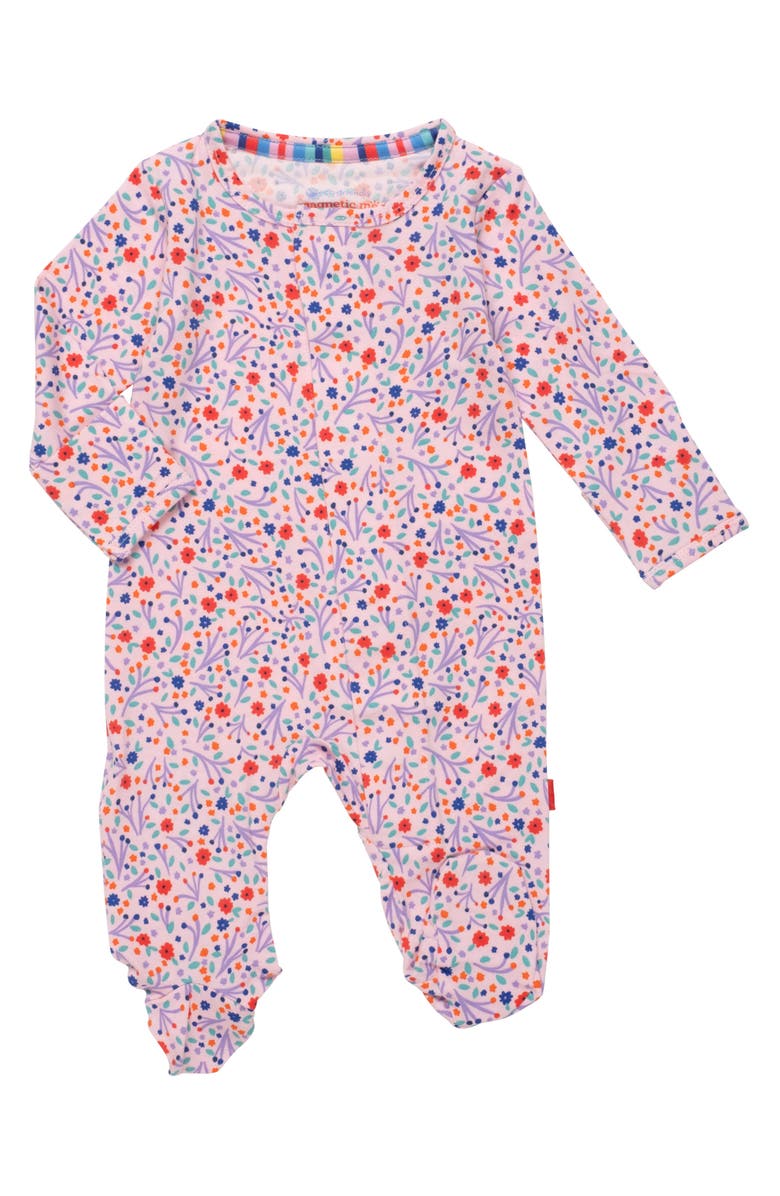 Magnetic Me Floral Print Magnetic Footie, Main, color, Eliza