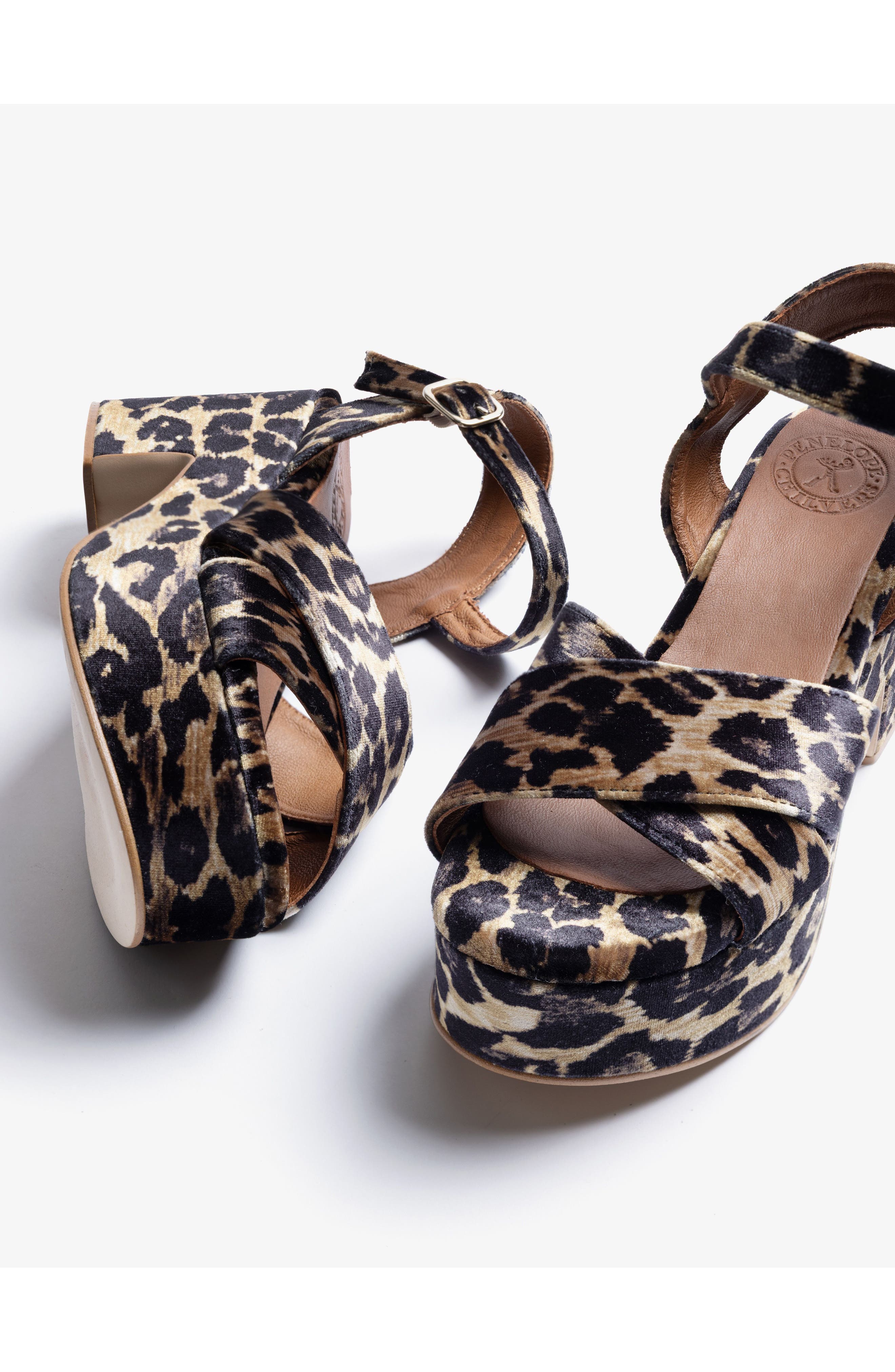 Azalea Leopard Velvet Platform Sandal, Alternate, color, BROWN