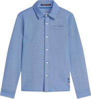 Scotch & Soda Kids' Two-Tone Pique Button-Up Shirt