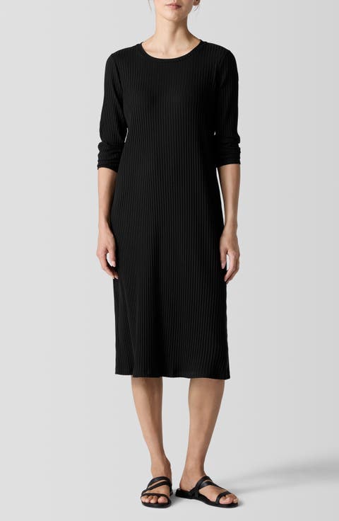 Long Sleeve Rib Dress (Regular & Petite)