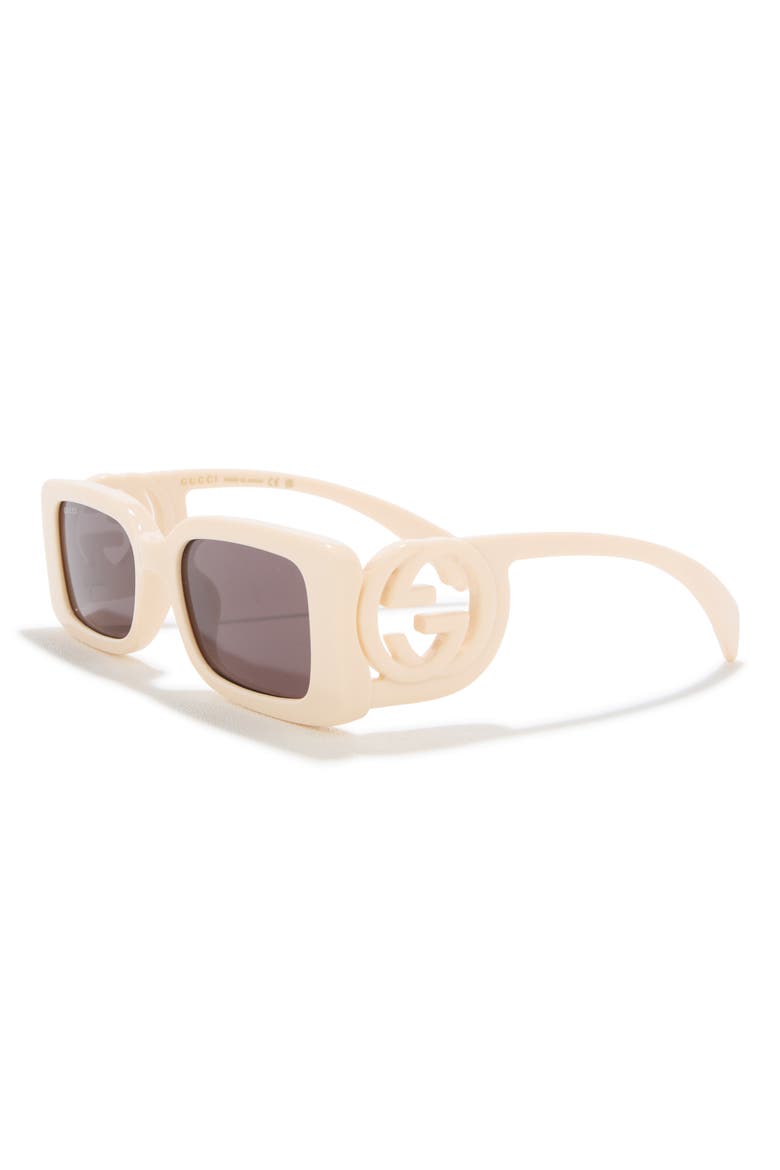 54mm Rectangular Sunglasses, Alternate, color, WHITE WHITE BROWN