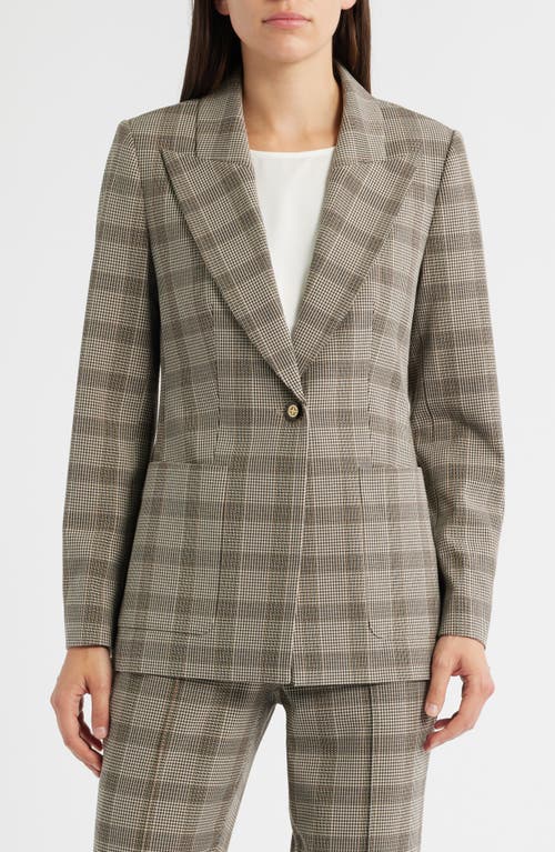 Elie Tahari The Elodie Check Print Blazer In Brown