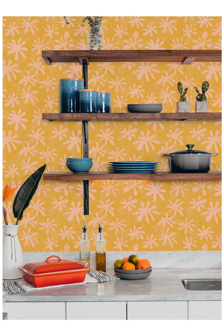 Orange Field Peel & Stick Wallpaper, Alternate, color, ORANGE