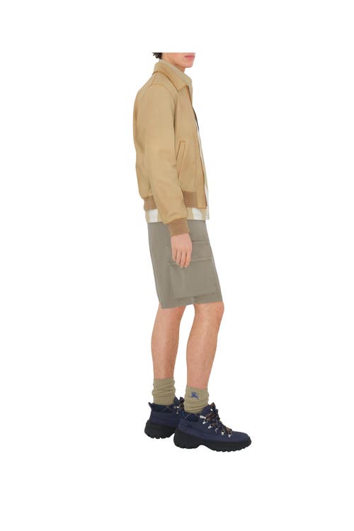 Burberry Beige Cargo Shorts With Motif In Quill