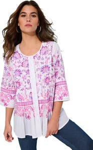 Roaman's Monique Printed Big Shirt