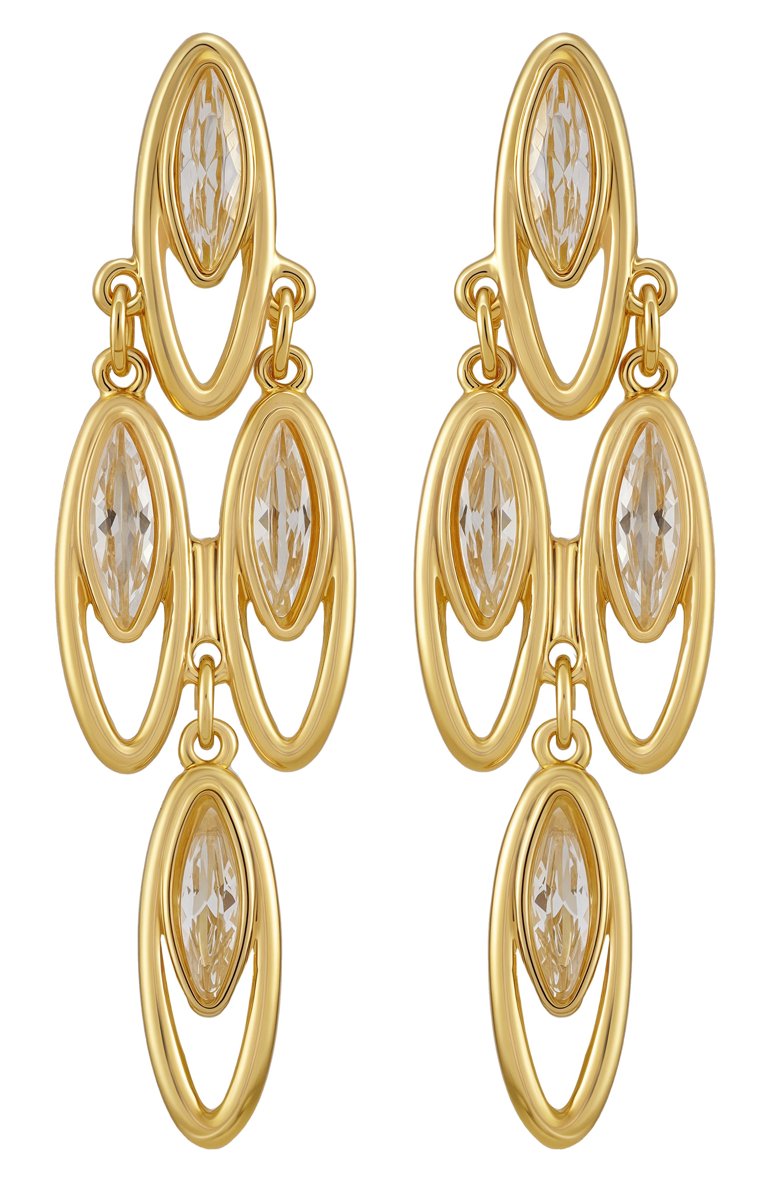 Tiered Marquise Crystal Chandelier Earrings