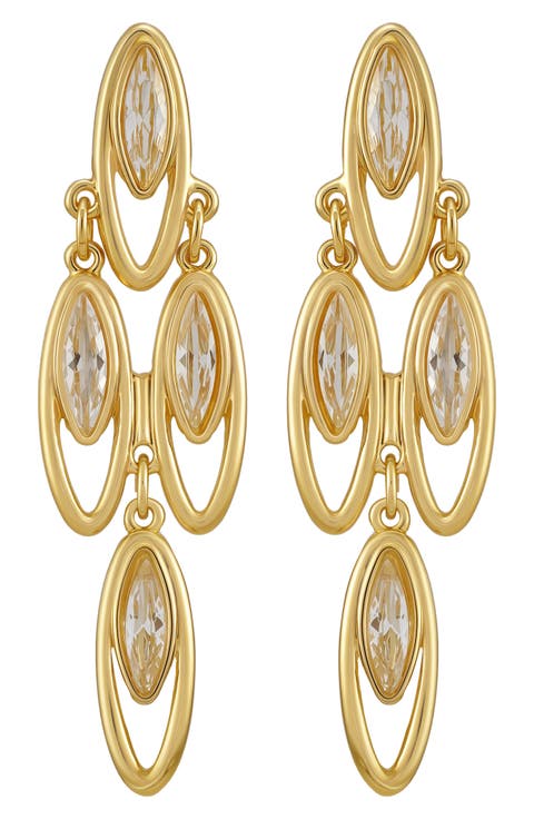 Tiered Marquise Crystal Chandelier Earrings