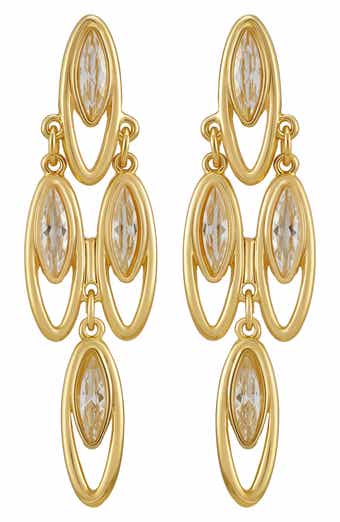 Tiered Marquise Crystal Chandelier Earrings