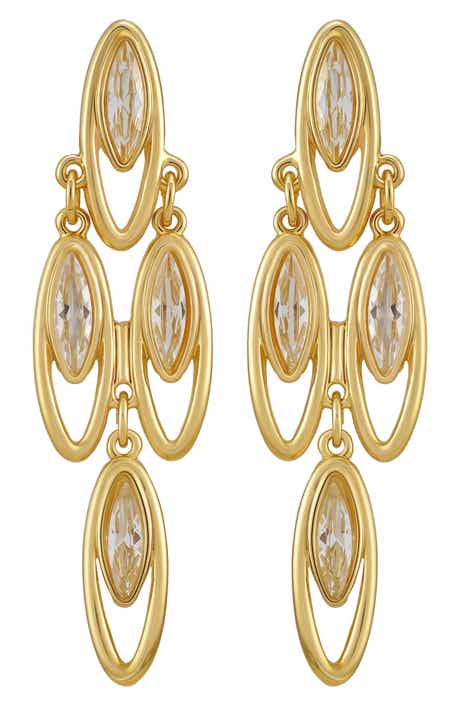 Tiered Marquise Crystal Chandelier Earrings