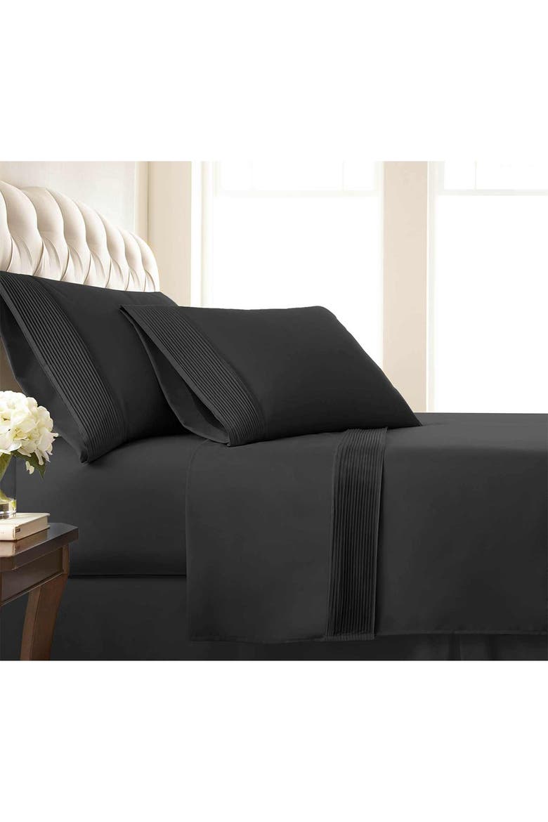 Premium Collection Pleated Extra Deep Pocket Sheet Set, Alternate, color, BLACK