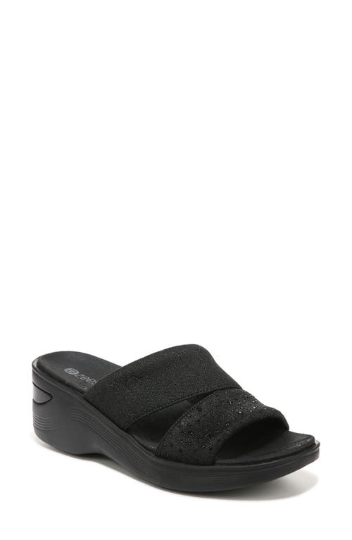 BZees Dynasty Bright Wedge Sandal in Black/Black Sparkle