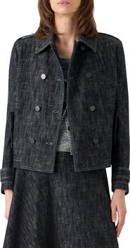 Akris punto Double Breasted Heavyweight Cotton Denim Jacket