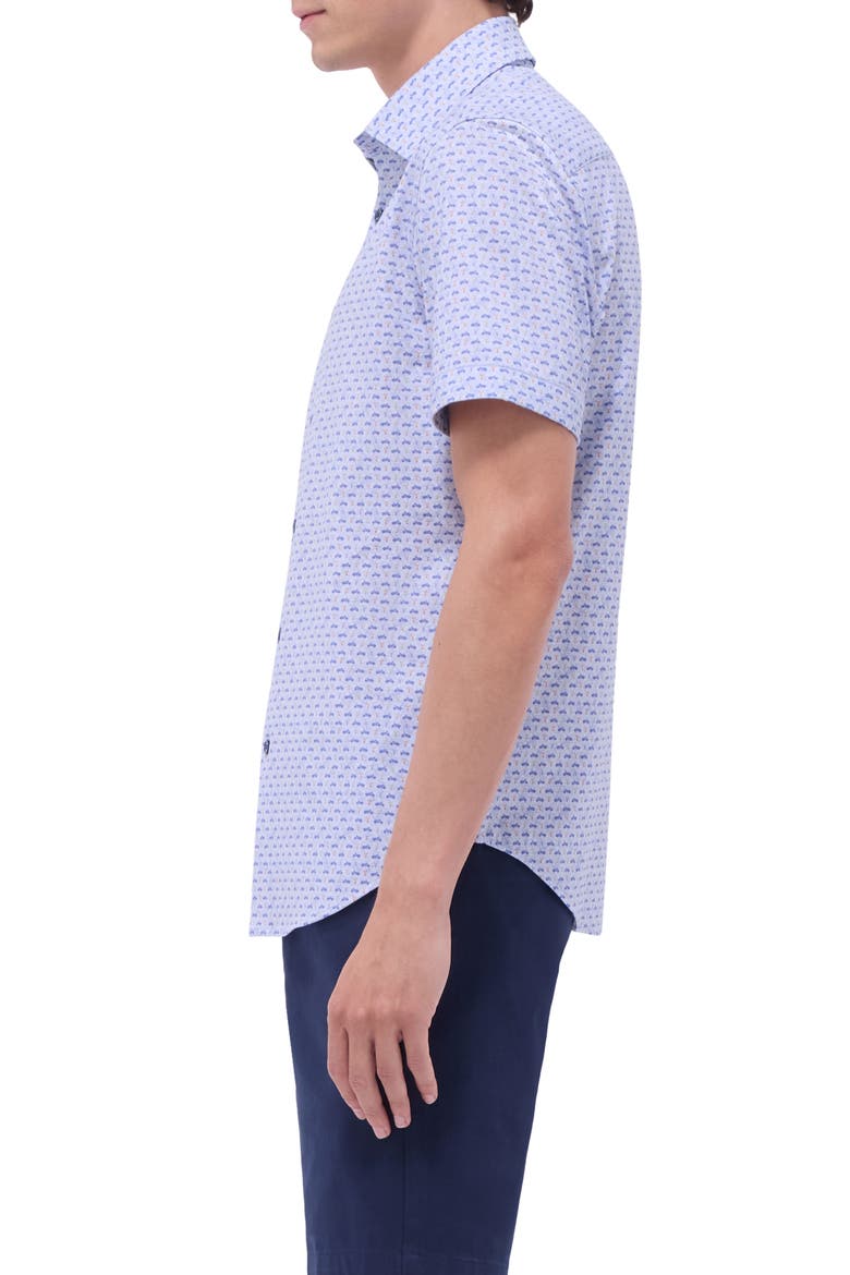 Miles OoohCotton® Motorcycle Print Short Sleeve Button-Up Shirt, Alternate, color, PEACOCK