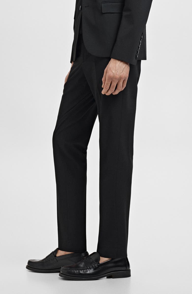 MANGO Slim Fit Flat Front Pants, Alternate, color, Black
