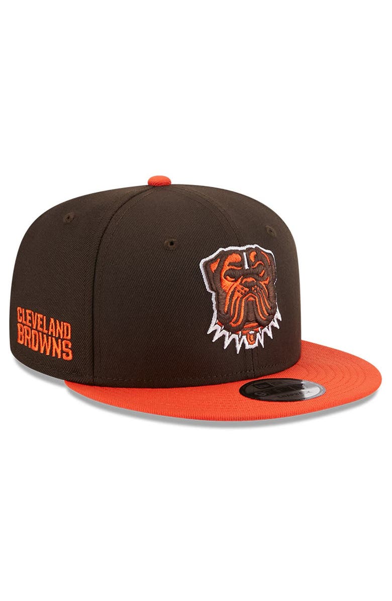 New Era Men's New Era Brown/Orange Cleveland Browns Dawg Two-Tone 9FIFTY Snapback Hat, Main, color, 