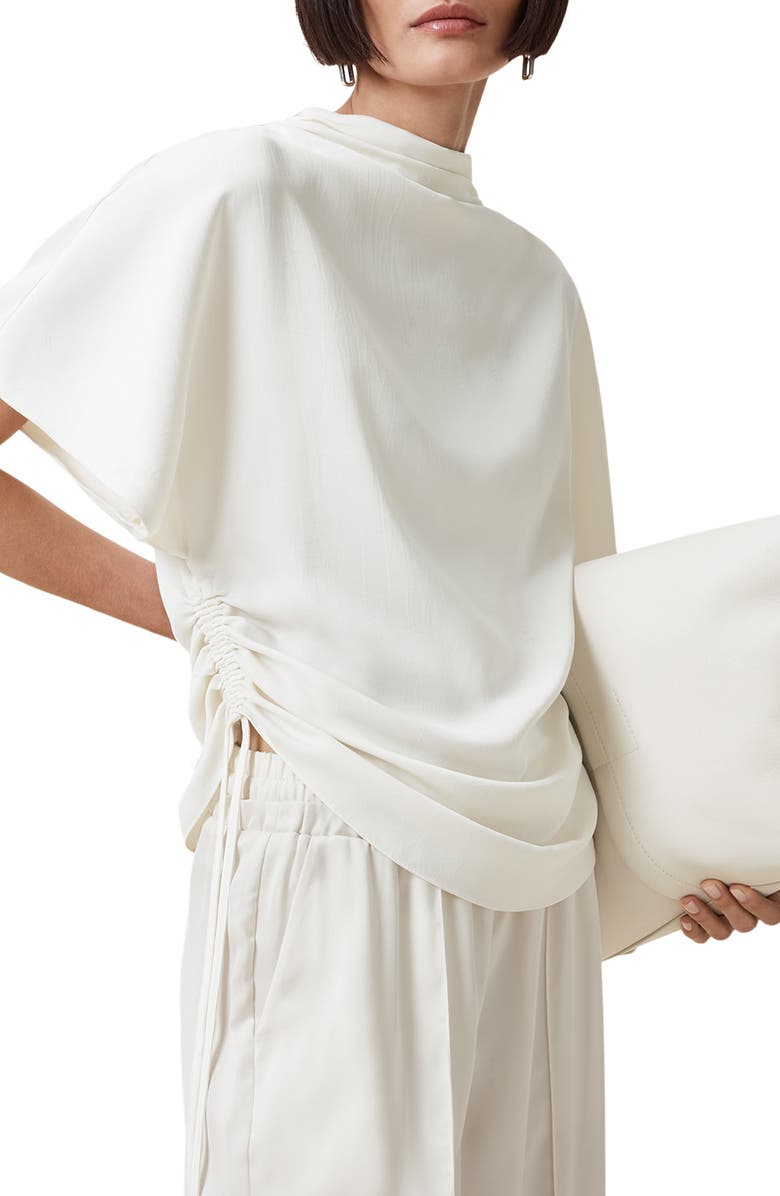 AllSaints Leslie Side Ruched Top, Alternate, color, Antique White