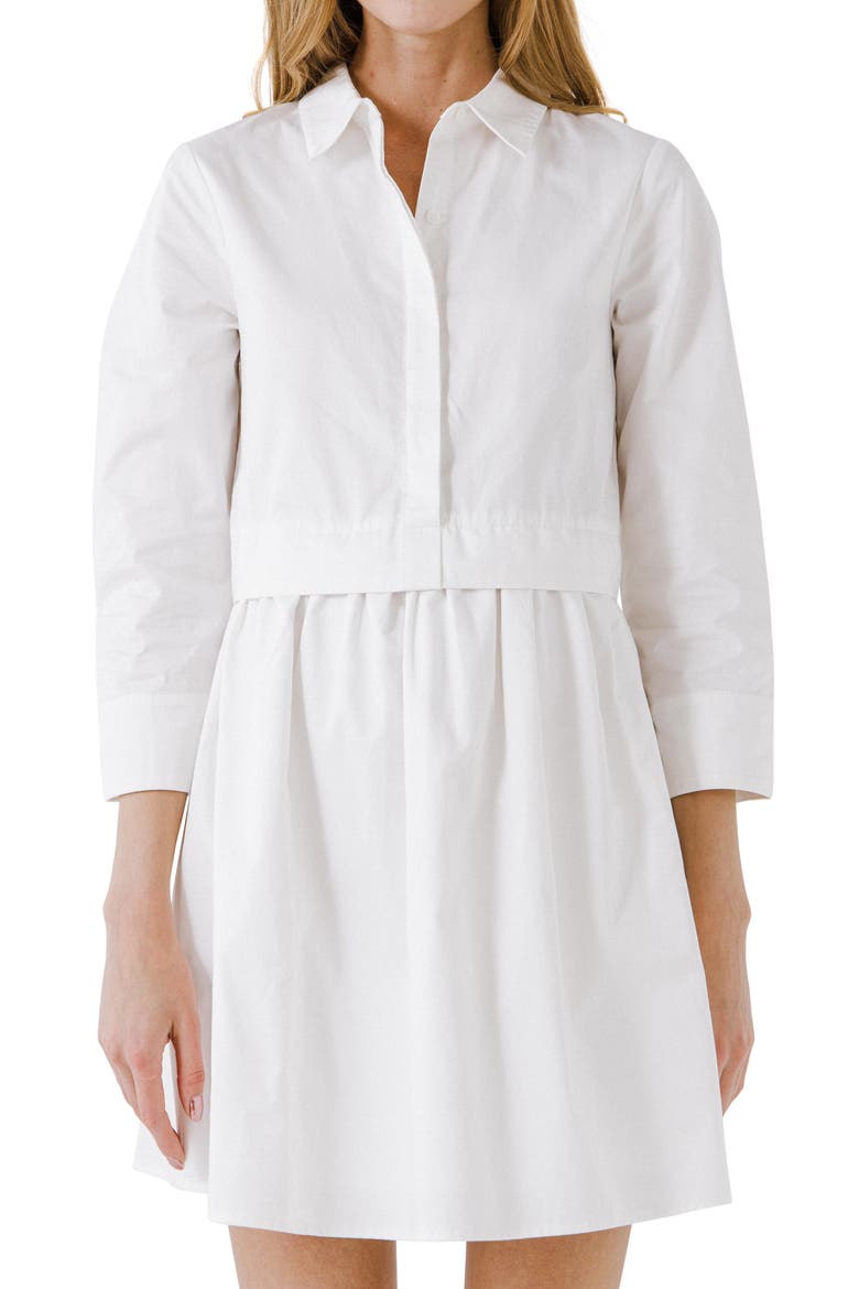 Long Sleeve Mini Shirtdress, Alternate, color, WHITE
