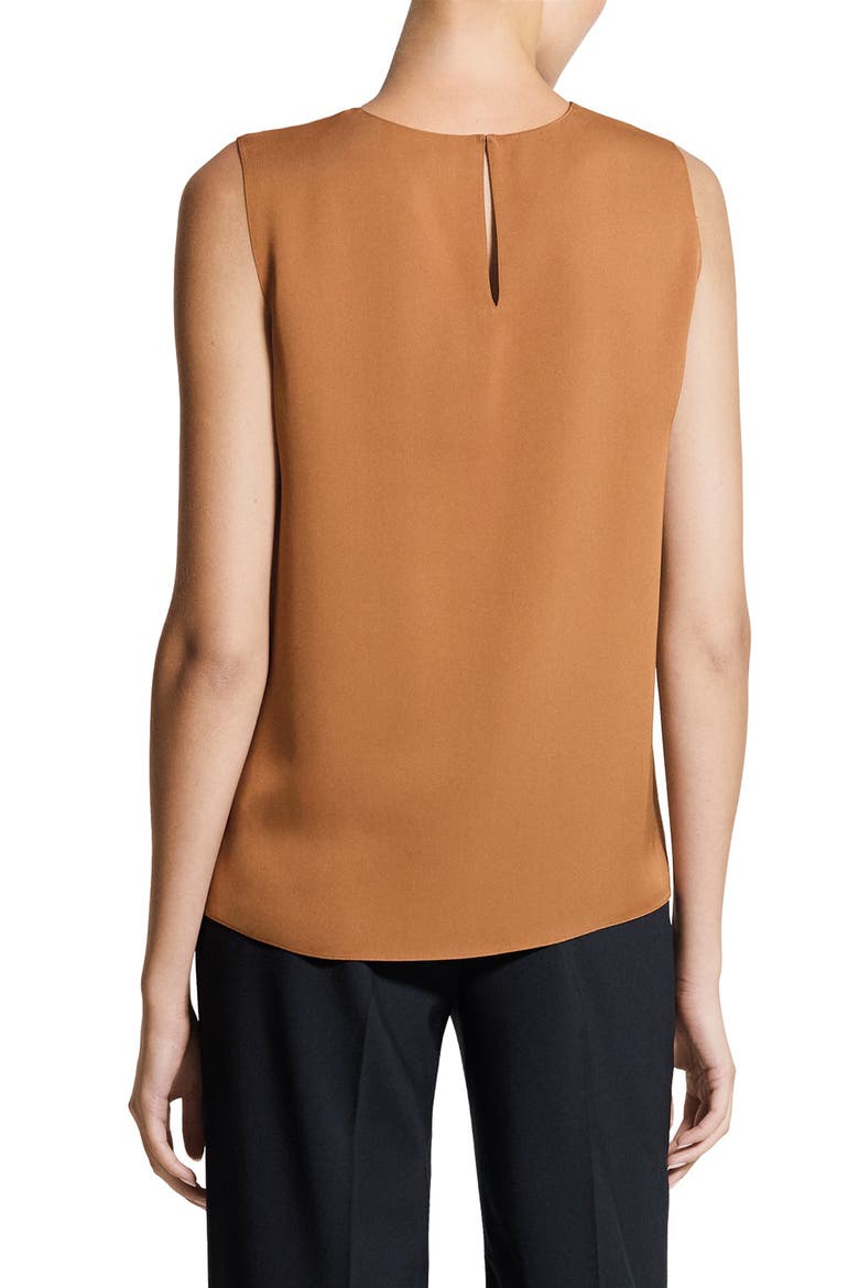 Sleeveless Silk Blouse, Alternate, color, BRIGHT COGNAC