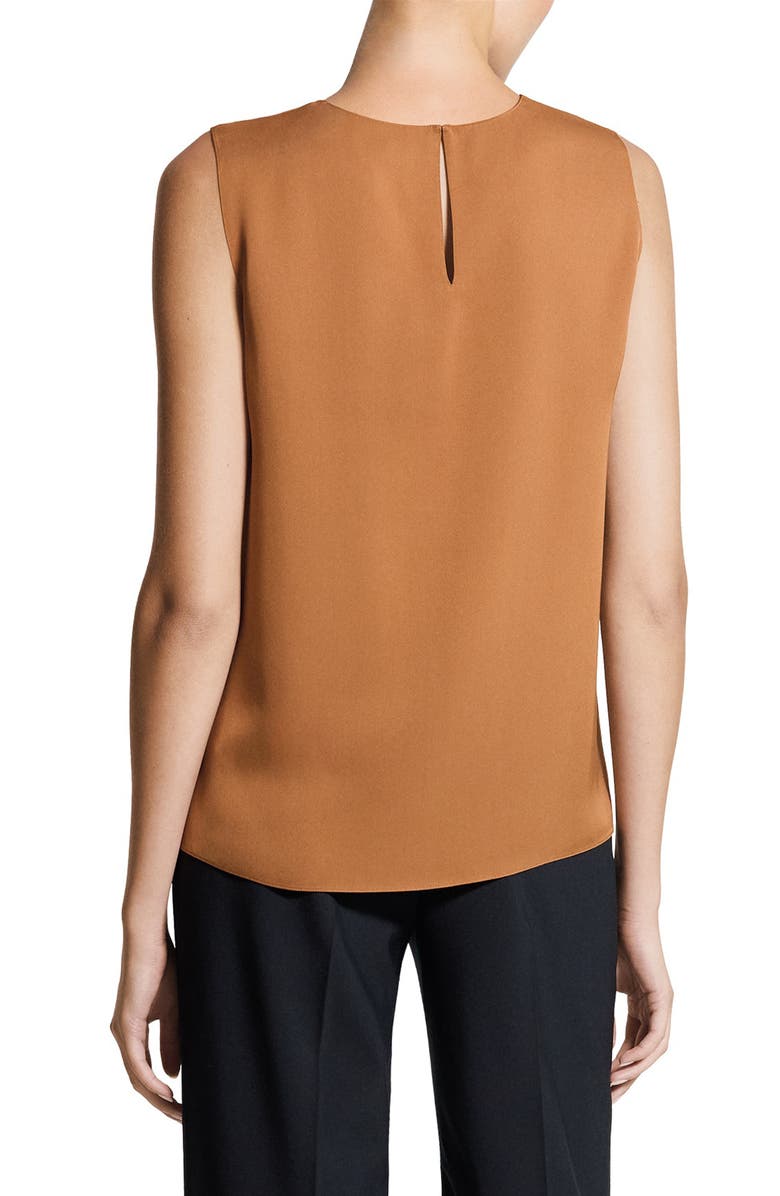 Theory Sleeveless Silk Blouse, Alternate, color, Bright Cognac