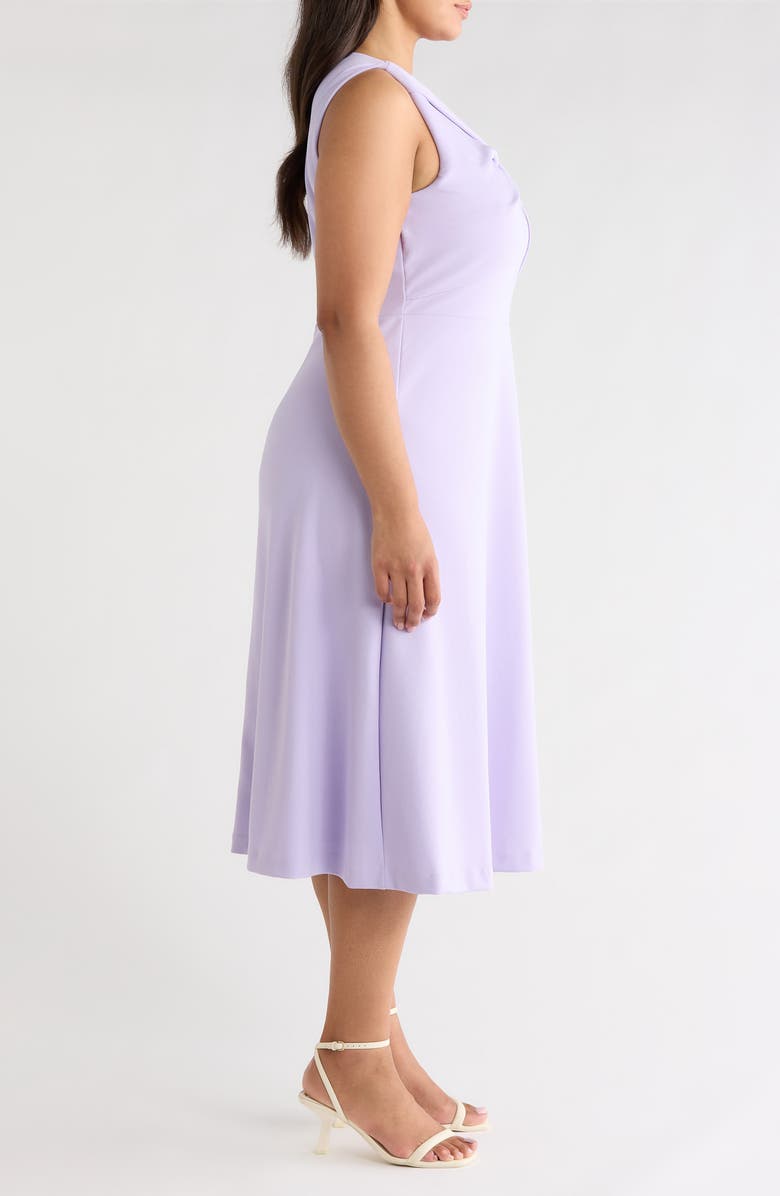 Anne Klein Twist Neck A-Line Midi Dress, Alternate, color, Pastel Lilac