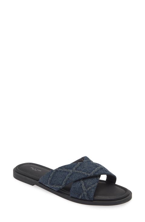 Geo Cross Strap Slide Sandal (Women)