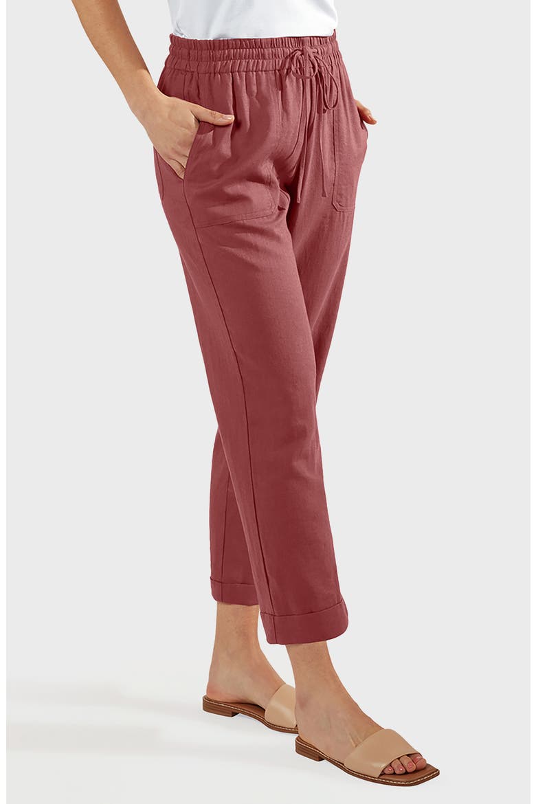 Laurel Linen Blend Pants, Main, color, ROSEWOOD