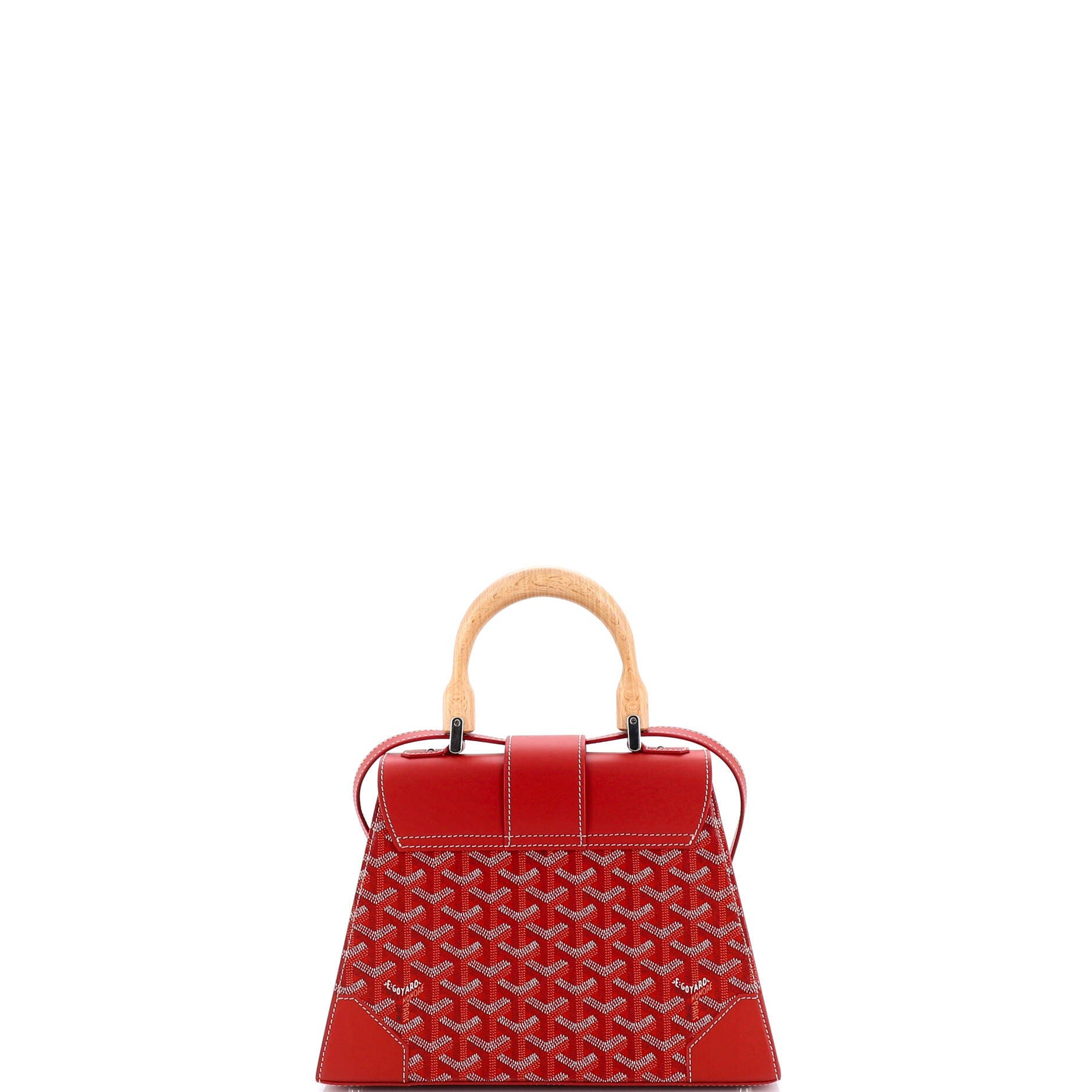 Pre-Owned Goyard Saigon Top Handle Bag Coated Canvas with Leather PM, Alternate, color, Red