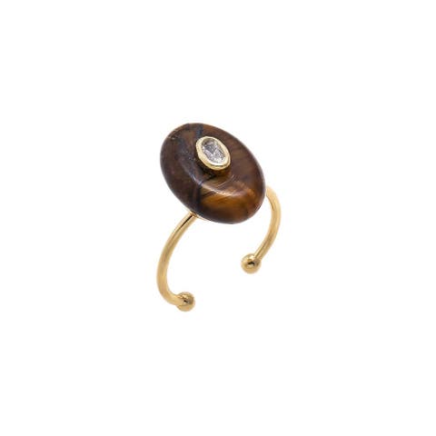CZ Oval Bezeled Accent Bead Ring