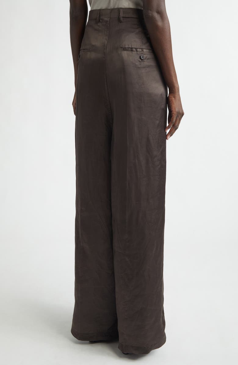 Rick Owens Firbanks High Waist Wide Leg Pleat Front Cupro Satin Pants, Alternate, color, Dark Dust