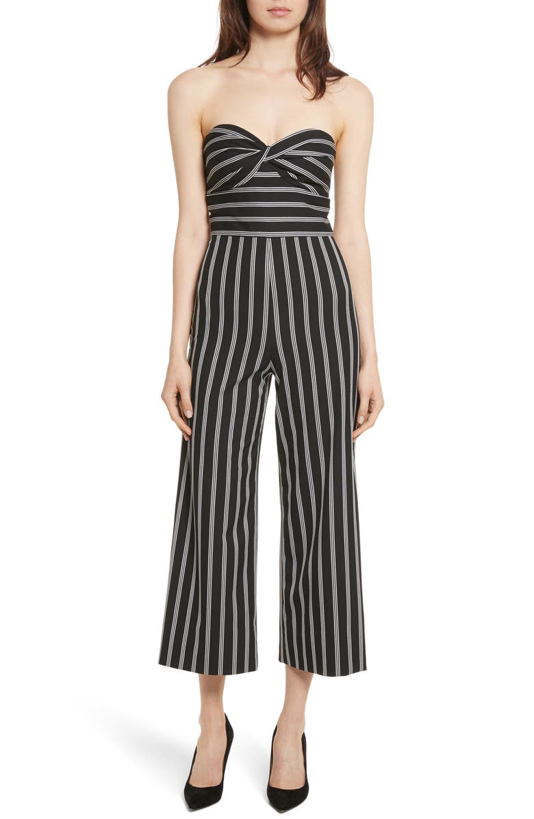 Veronica Beard Cypress Stripe Strapless Jumpsuit, Main, color,