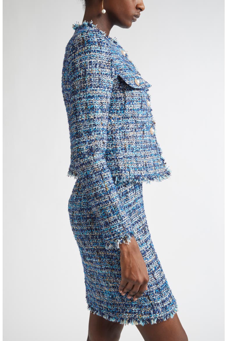 Eyelash Tweed Jacket, Alternate, color, NAVY/ COBALT/ CAPRI MULTI