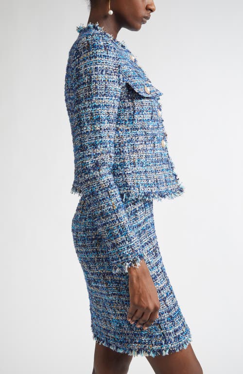 St John St. John Collection Eyelash Tweed Jacket In Blue