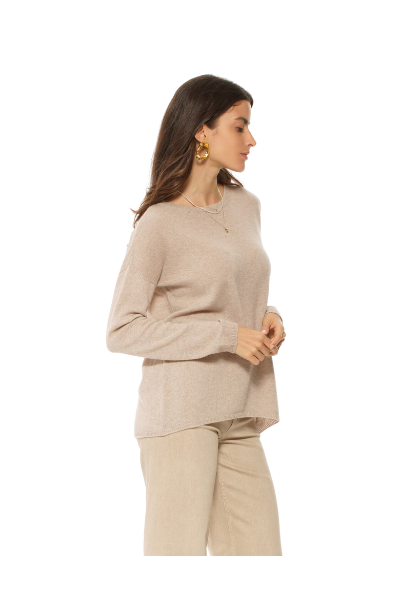 Monticelli Cashmere Lightweight Oversized Pure Cashmere Boatneck Sweater, Alternate, color, Beige