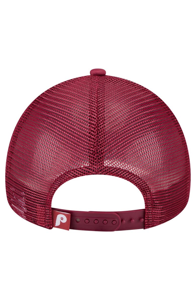 New Era Men's New Era Red Philadelphia Phillies Distressed 9FORTY A-Frame Adjustable Trucker Hat, Alternate, color, Red