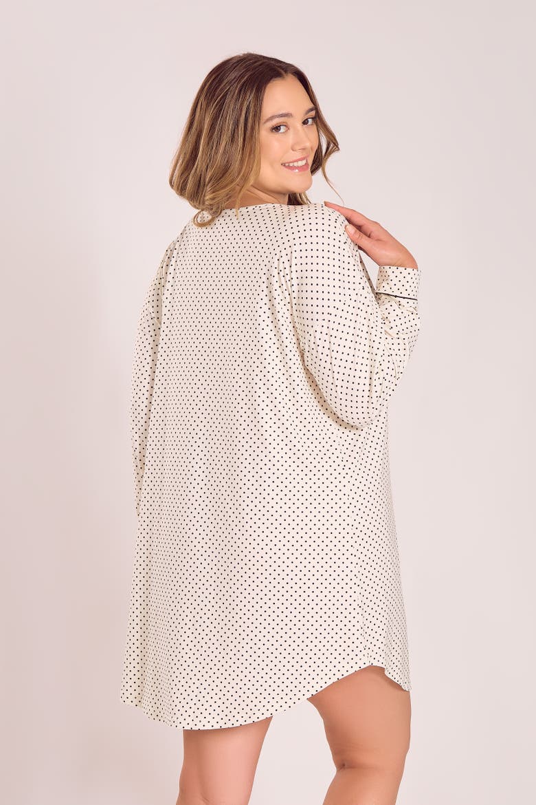 Microfiber Knit Sleep Shirt with Functional Buttons, Alternate, color, Ivory