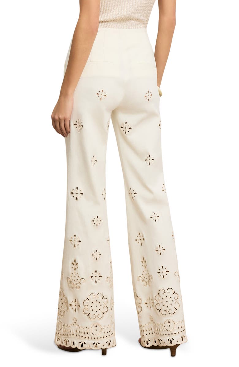 Veronica Beard Komi Embroidered Wide Leg Denim Pants, Alternate, color, Dove
