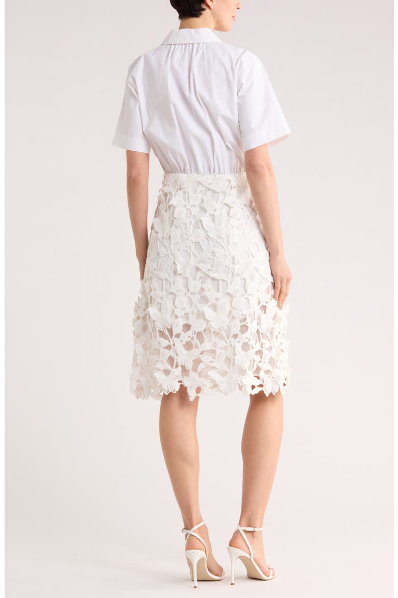 Colette Short Sleeve Mixed Media Dress, Alternate, color, WHITE