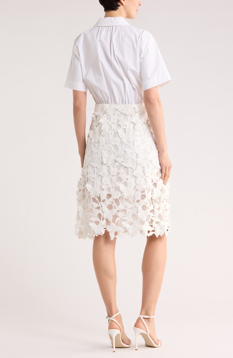 Simkhai Colette Short Sleeve Mixed Media Dress, Alternate, color, White