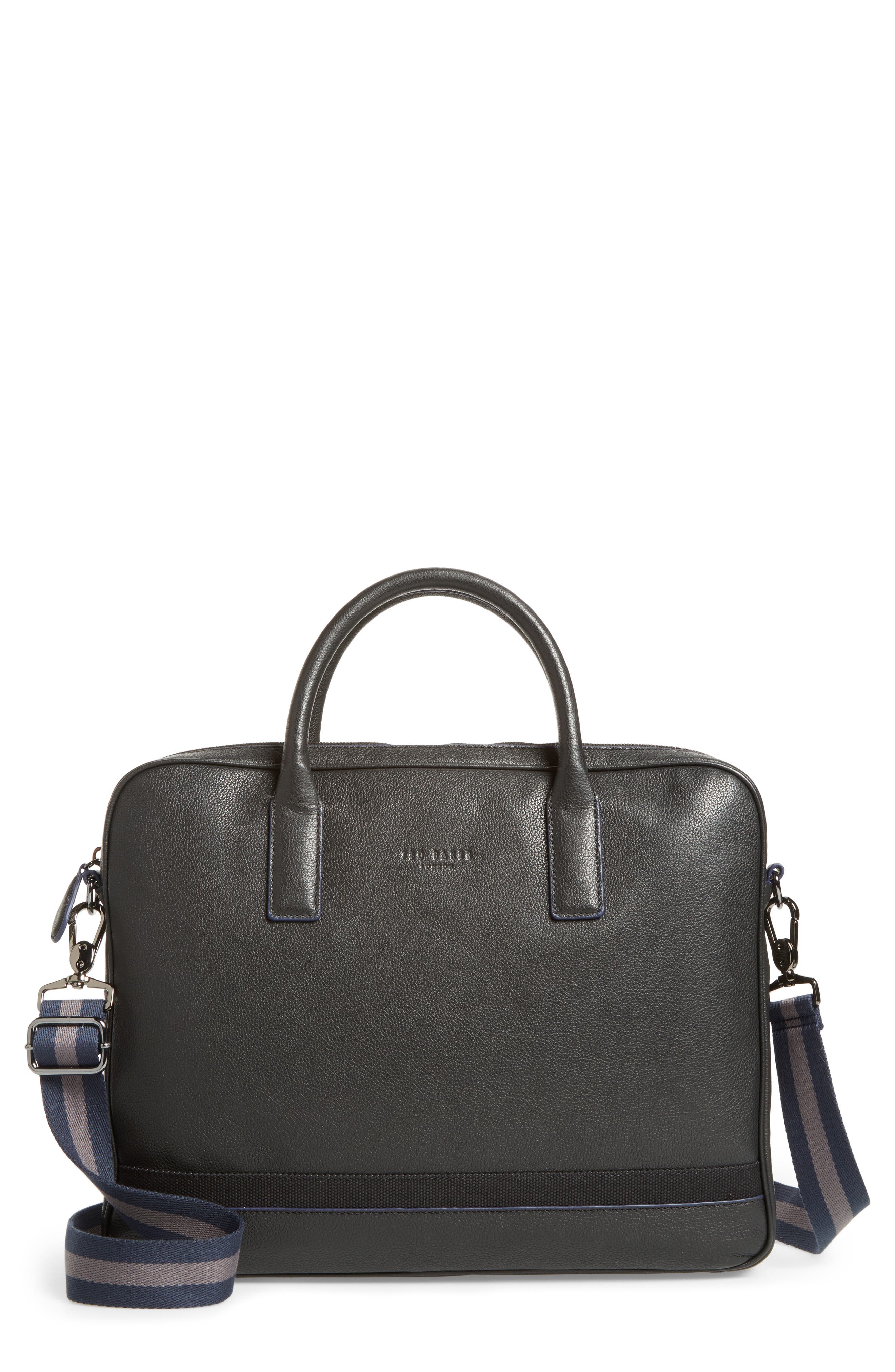 Ted Baker London Lowmee Leather Briefcase, Main, color, 